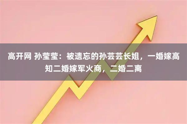 高开网 孙莹莹：被遗忘的孙芸芸长姐，一婚嫁高知二婚嫁军火商，二婚二离