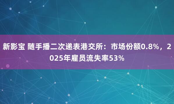 新影宝 随手播二次递表港交所：市场份额0.8%，2025年雇员流失率53%